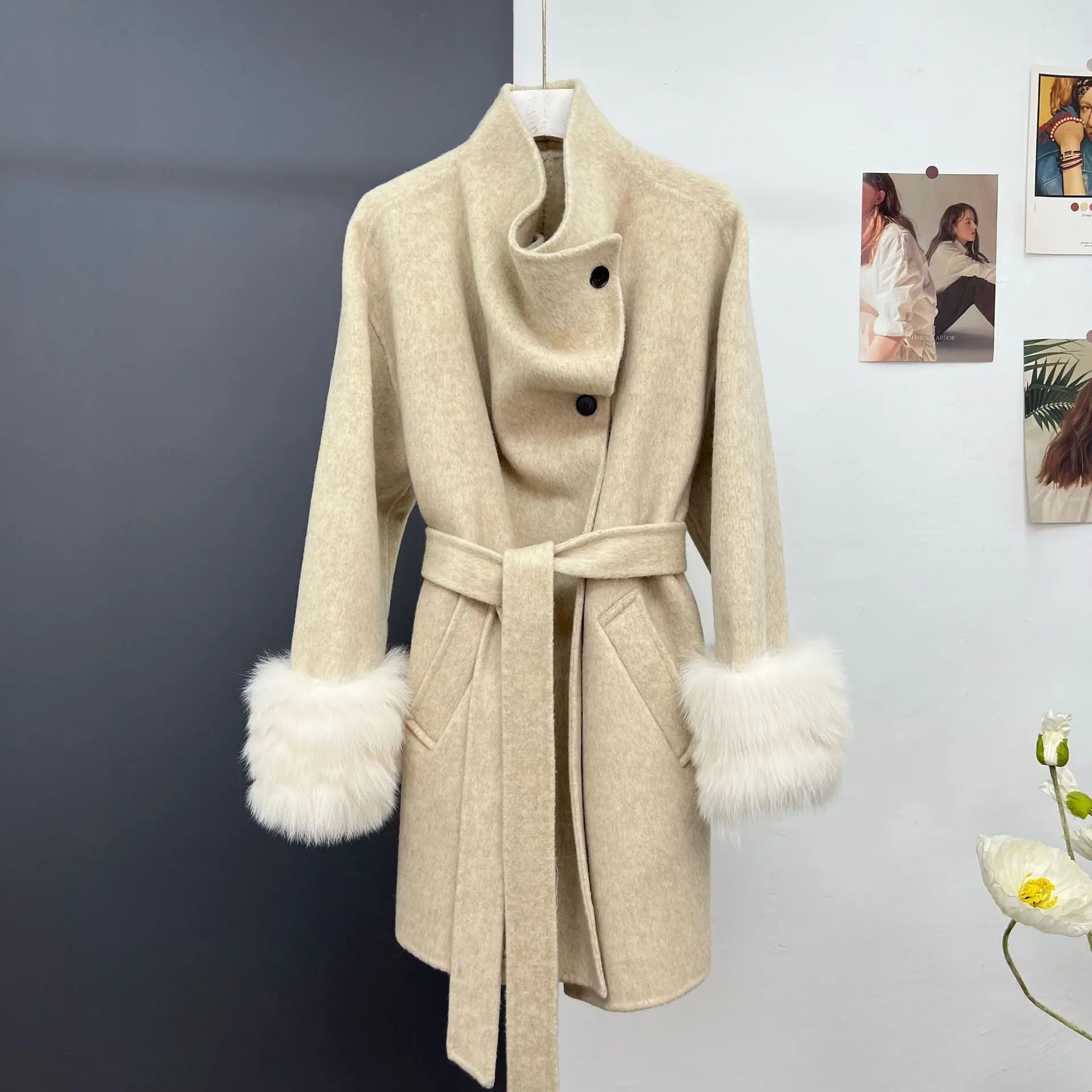 Autumn and Winter New Collection: Stacked Collar Double sided Coat, Women's Medium to Long Cashmere Woolen Coat,