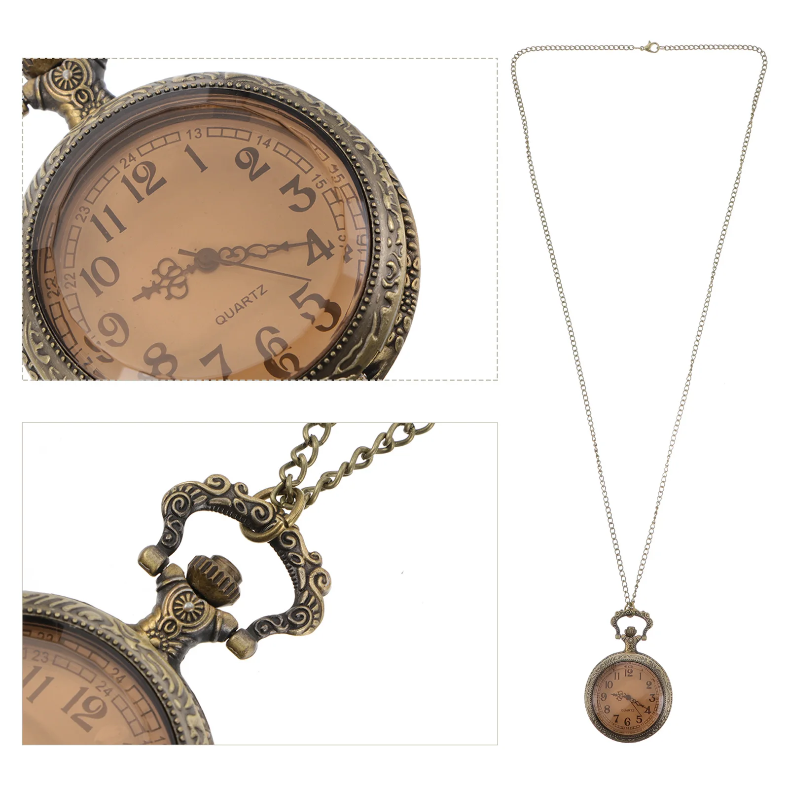 

Retro Pocket Vintage Quartz Pocket Watch Alloy Design Mechanical Quartz Necklace Glass Chain Timepiece Gift Watches