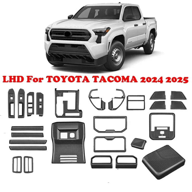 For TOYOTA TACOMA 2024 2025 carbon fiber window lift center control gear shift panle AC outlet  cover interior Car Accessories