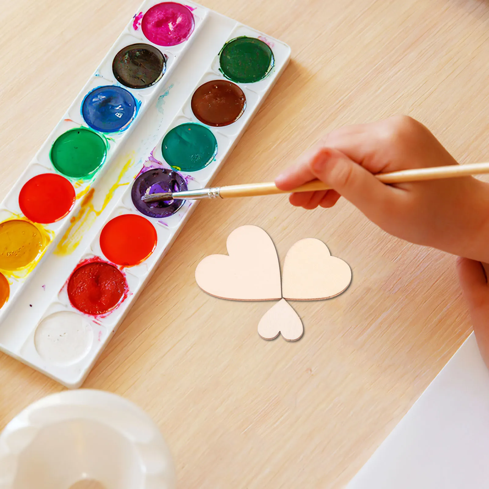 

200pcs Wooden Hearts Embellishments Blank Wood Heart Cutouts Diy Craft Slices Unfinished For Valentine'S Day Home Office Bedroom