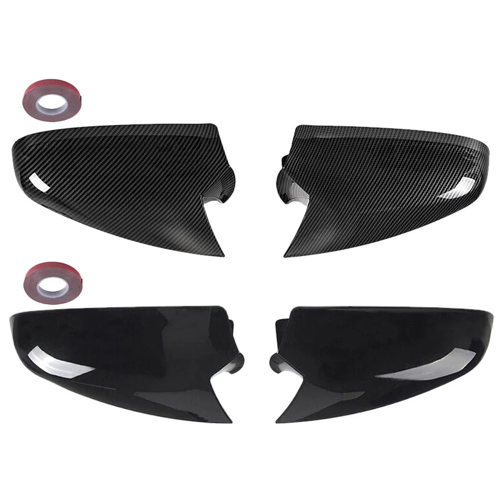 2Pcs Side Rear View Mirror Cap Cover Carbon Fiber Glossy Black For Vauxhall Astra Opel Astra H 2004 2005 2006 2007 2008 2009