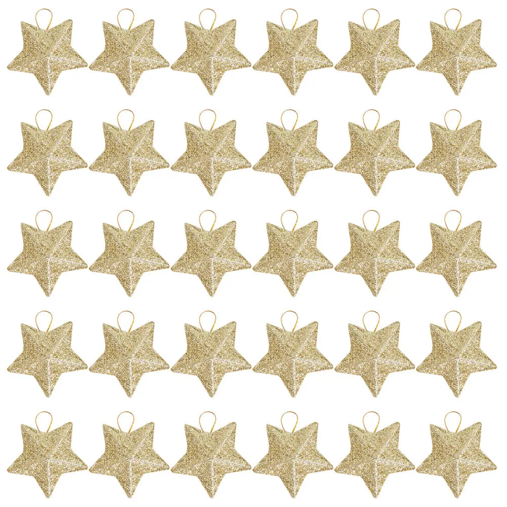 

30 Pcs Glitter Star Hanging Garlands Christmas Outdoor Decorations Large Necklace Stars