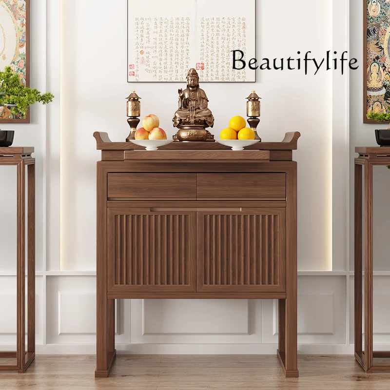 New Chinese Style Solid Wood Altar Incense Burner Table Domestic Buddhist Hall Buddha Niche Altar Cabinet