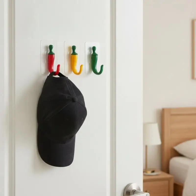 Niedliche, chiliförmige, selbstklebende Wandhaken, starke Tragfähigkeit, ohne Bohren, dekorativ für die Aufbewahrung in der Küche zu Hause. – Detail 18