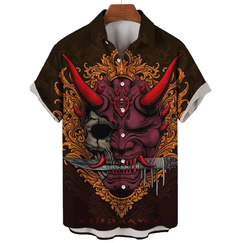 

​​Cursed Katana Tee 2024 Unisex Samurai Horror Print Japanese Style Oversized Short Sleeve Vintage​