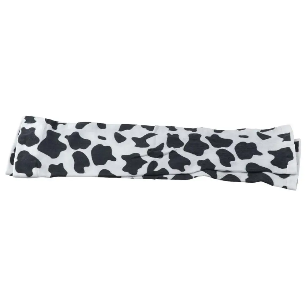 1Pair Portable Cow Pattern Ice Silk Sleeves Dacron UV Resistant Sleeve Cover Protection Thin Loose Ice Sleeves Outdoor