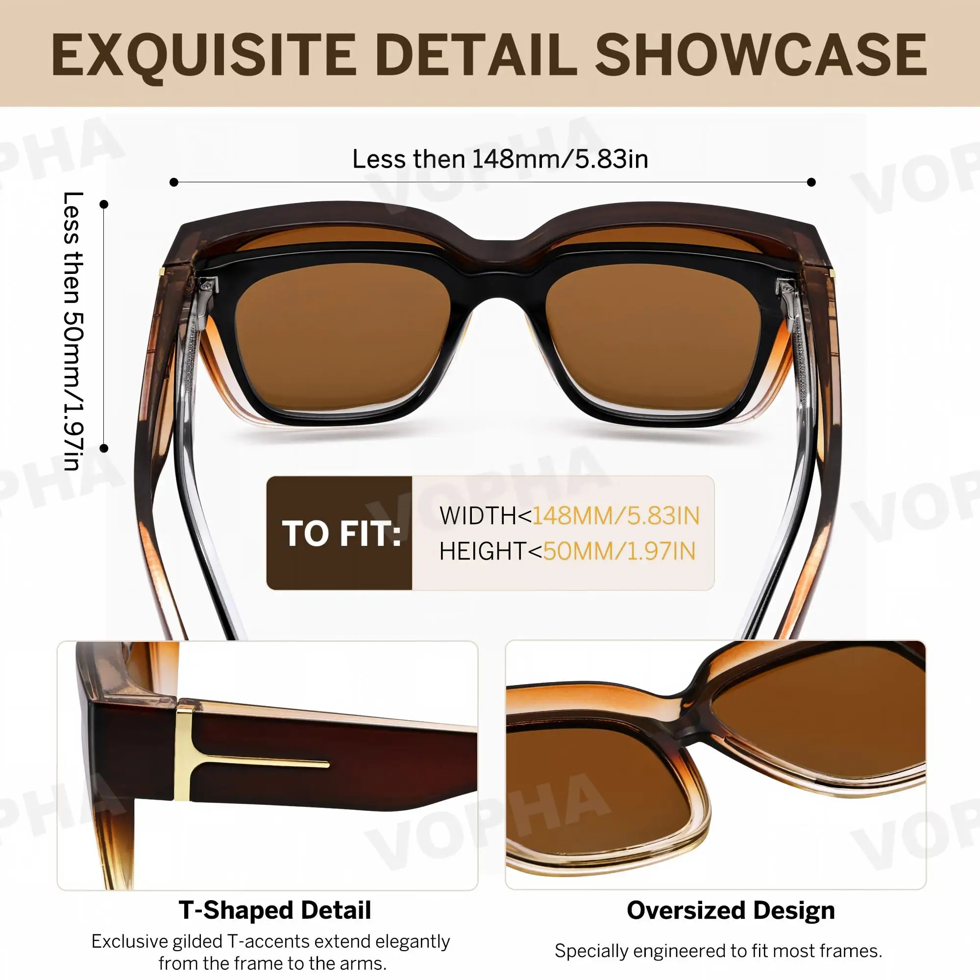 Polarisierte UV400 Überbrille für Herren und Damen, Überbrille für Korrekturbrillen, zum Fahren und Angeln, mit Halteband T04 – Detail 7