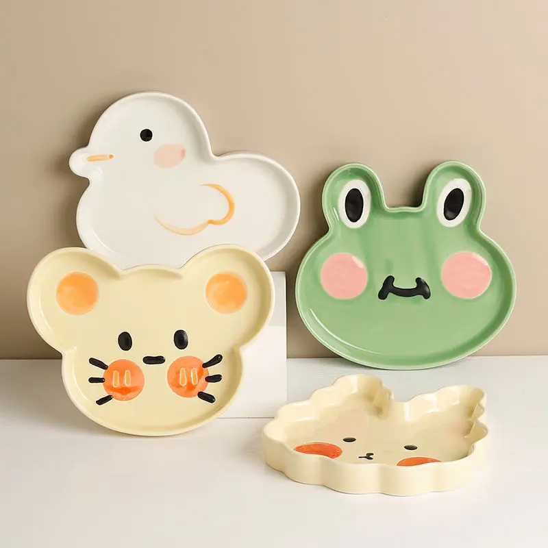 8Inch Ceramic Cartoon Plate Animal Dinner Plates Tableware Kitchen Korean Dish Sets Nordic Dumpling Plates Dinnerware Household