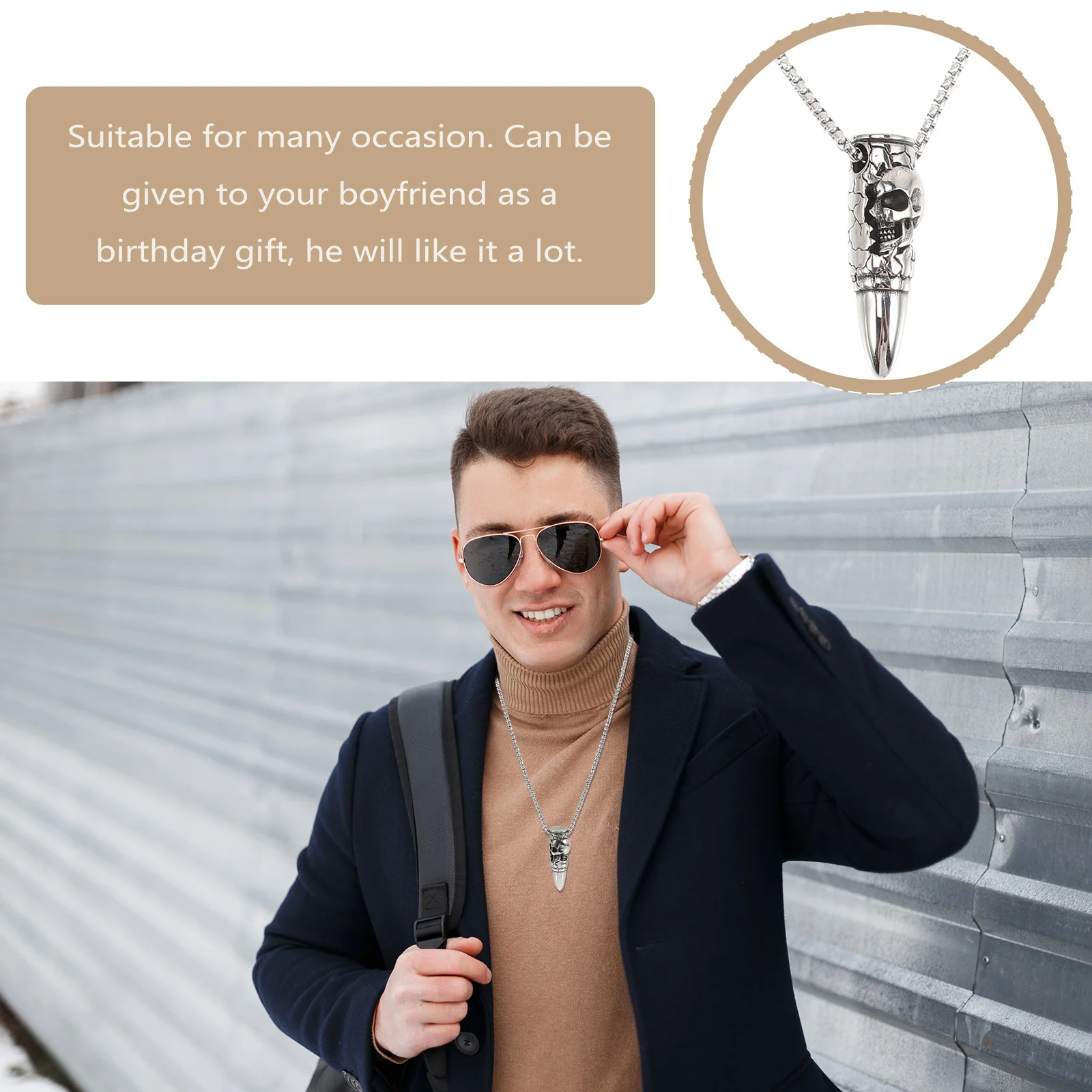 

Skull Necklace Fashion Titanium Steel Pendant Creative Style for Gathering Men Neck Chain Punk Hip Hop Jewelry