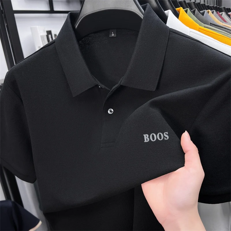 100% Baumwolle Hochwertige Herren Kurzarm-Poloshirts mit Kragen und Knöpfen Buchstabendruck Mehrere Farboptionen Meistverkaufte Herrenbekleidung – Detail 6