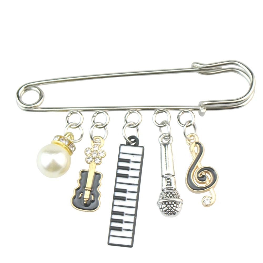 Musical Instruments Guitar Flute Violin Music Microphone Brooch Pendant Music Note Pin Jewelry Music Jewelry