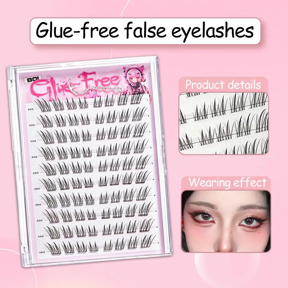 Valse wimpers in vosstijl Lijmvrij gesegmenteerd bovenwerk Bruin Cool-Toned Vergroten ogen Verleidelijk hulpmiddel Natuurlijke wimpers Make-up Lowe W4F6