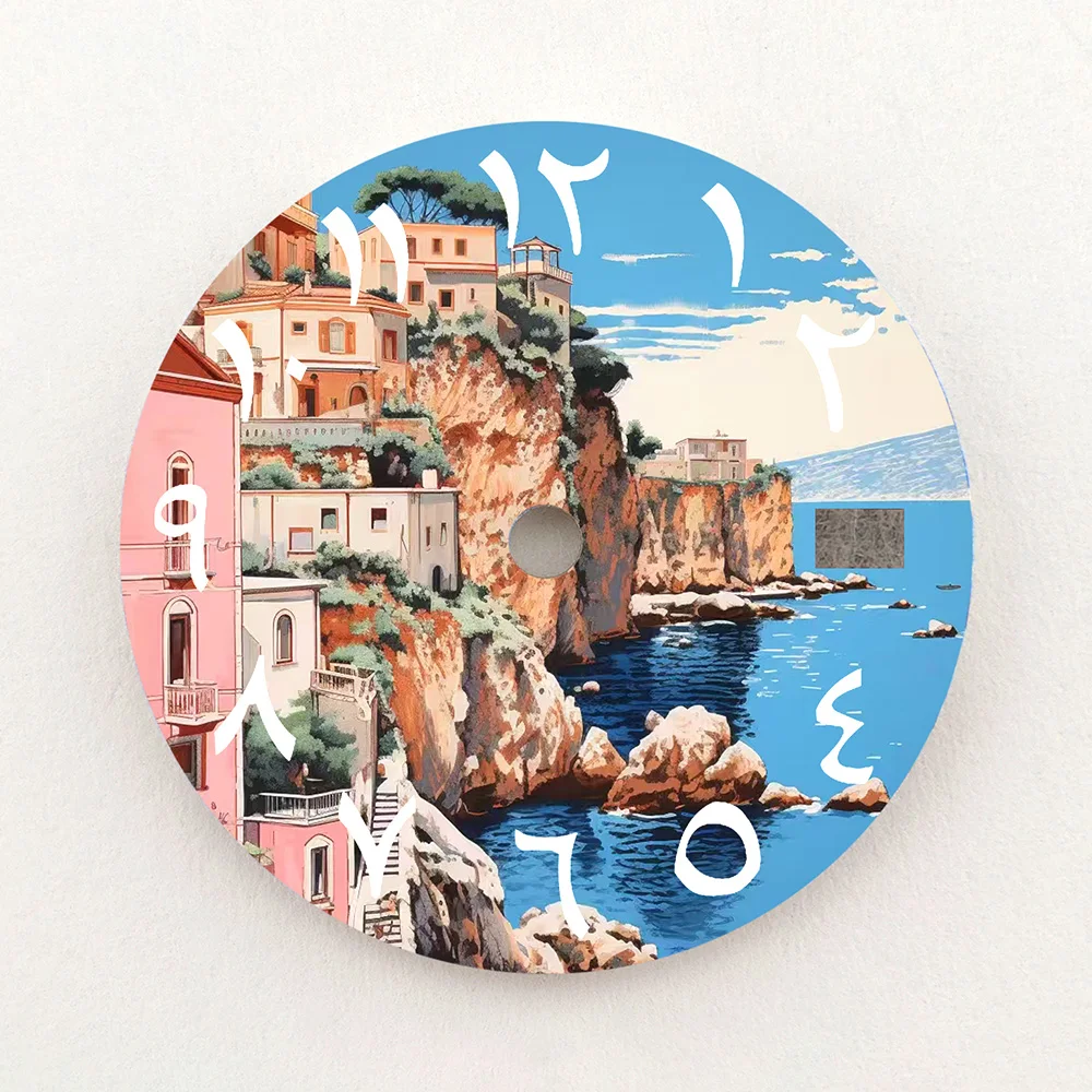 28.5mm Dial NH35 Dial Coastal Scenery Series Dial Arabic Numeral Dial NH36 Dial Watch Accessories Fits NH35/NH36 Movements