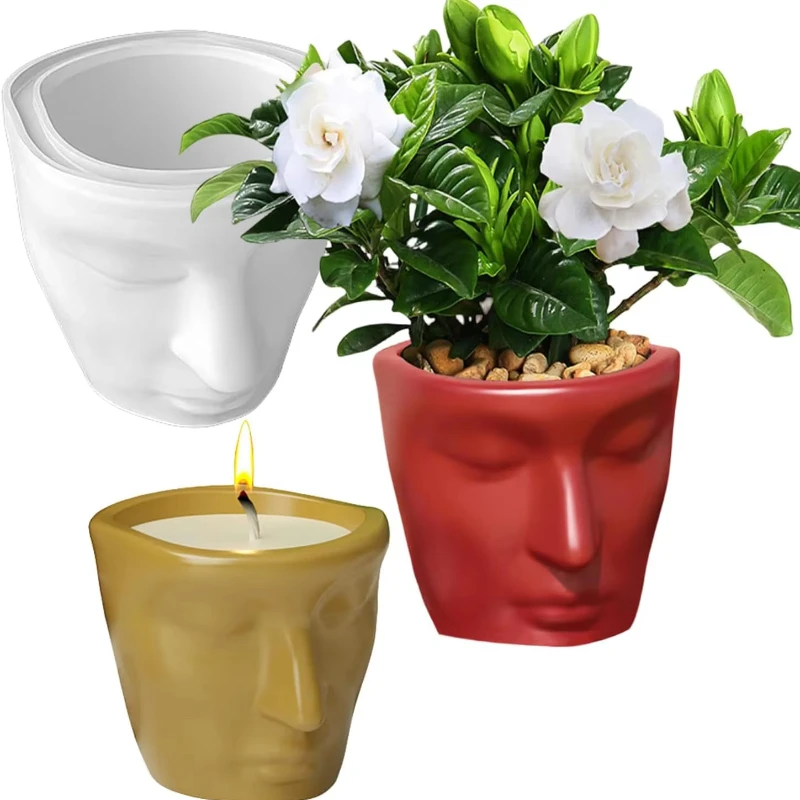 

Creative Facial Storage Cup Silicone Mold Facial Storage Cans Candle Cup Concrete Cement Flower Pot Gypsum Mold Handmade Craft