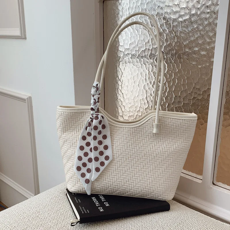 حقيبة يد نسائية منسوجة ذات سعة كبيرة 2025 - A/W شعبية، حقيبة فاخرة خفيفة، حقيبة منسوجة راقية #6
