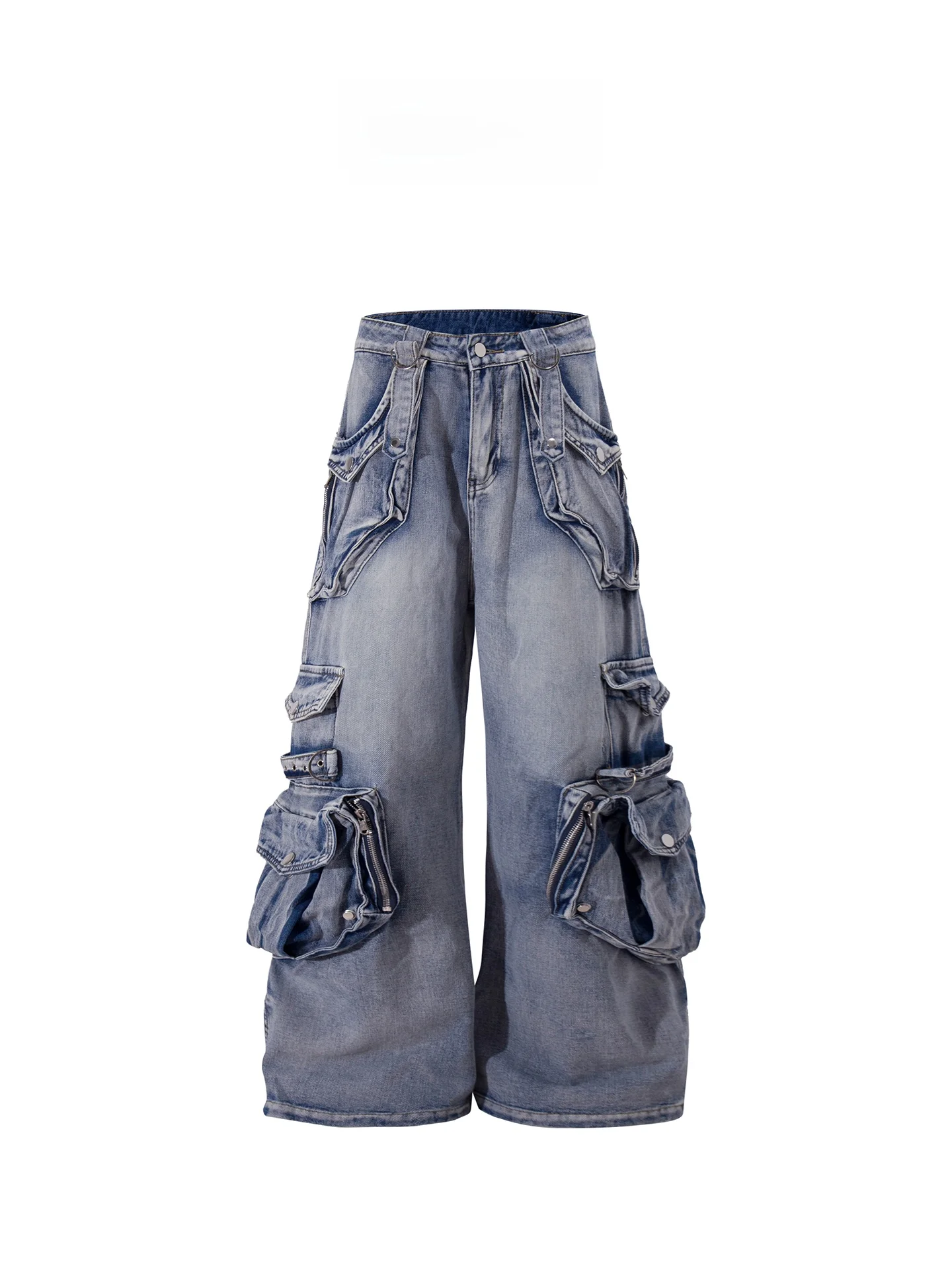 

Retro American Workwear Denim Pants Women's Loose Wide Leg Jeans Faded Washed Cotton Stretch Casual Trousers for Ladies