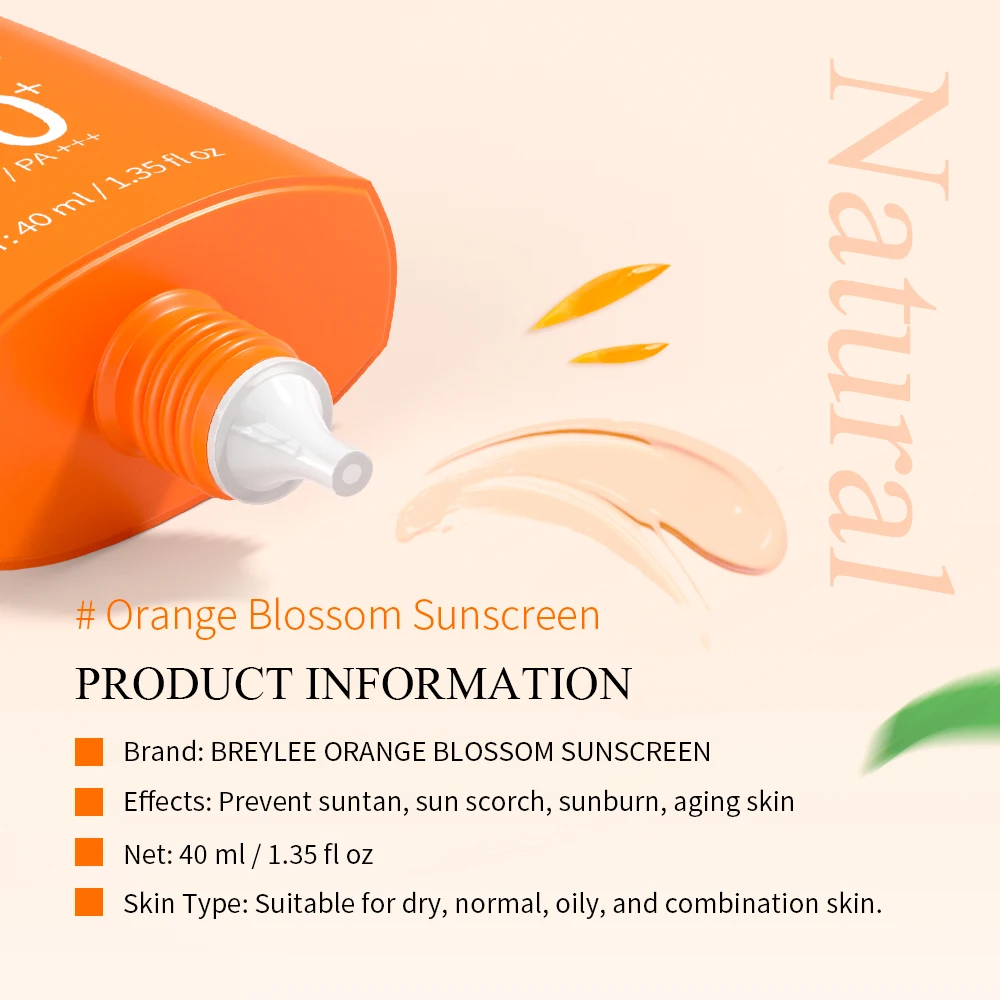 BREYLEE Facial Body Neroli Sunscreen Protection Concealer Whitening Cream SPF50 Lsolation Makeup Skin Care Dual Effect 40ML