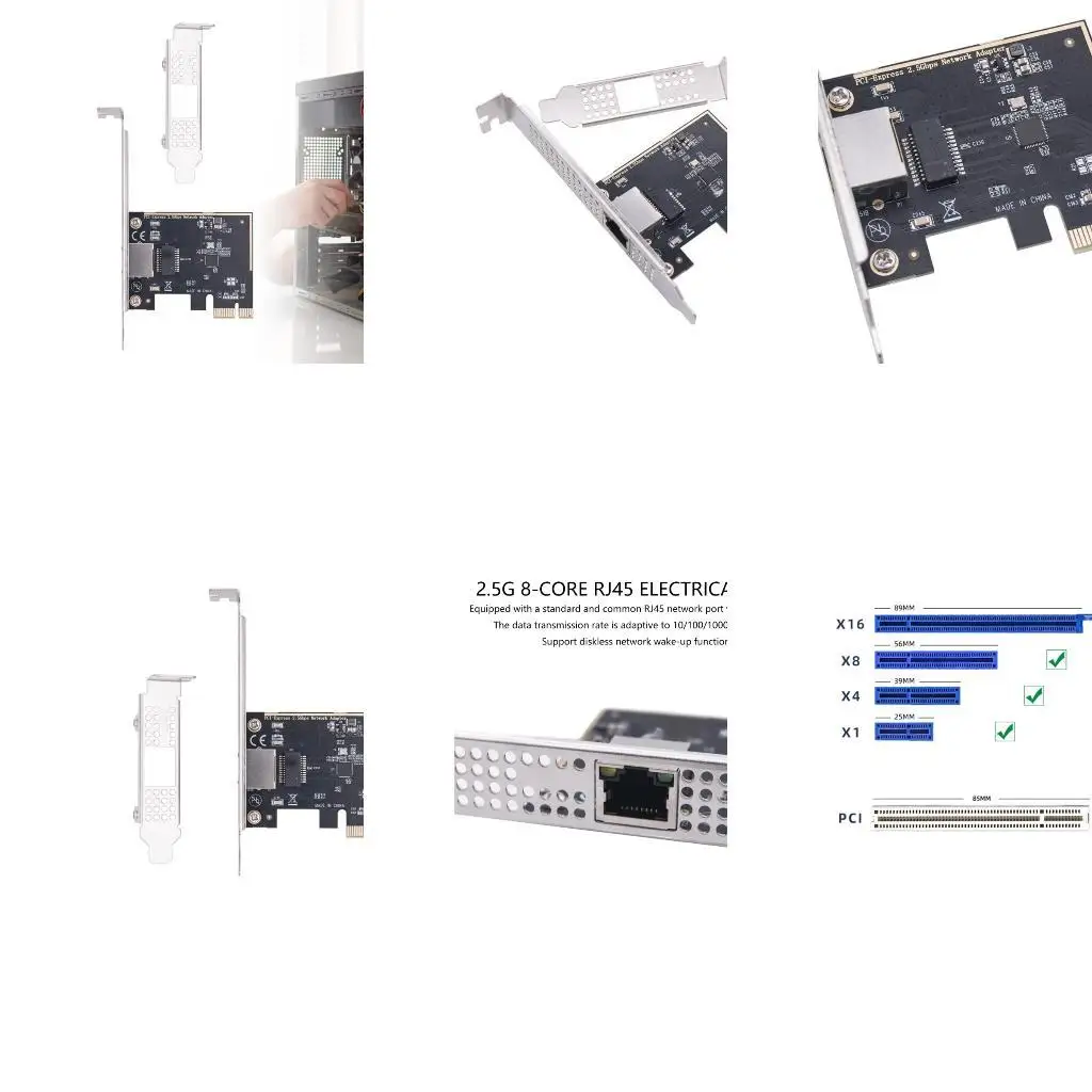 

652F 2.5G Pcie To RJ45 Networking Card PCIE Networking Card 10/100/1000/2500Mbps RTL8125BG Chip Gigabit Ethernet Card For PC