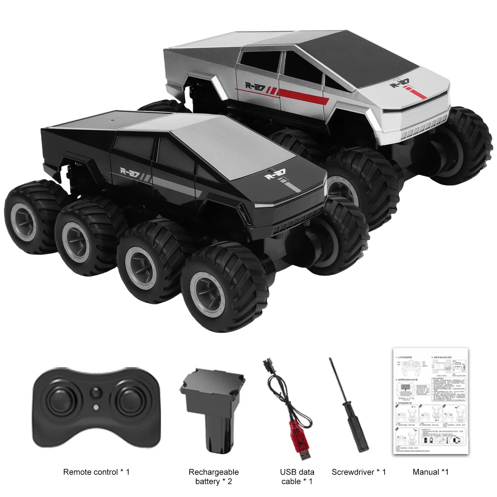 Camion RC 2.4G, auto telecomandata per bambini, giocattolo per tutti i terreni con acqua e terra, 360 °   Veicolo fuoristrada rotante 8WD, giocattolo anfibio RC