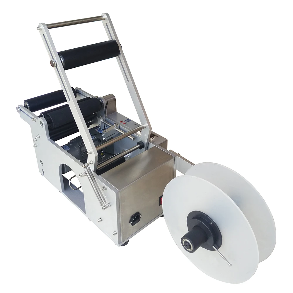 

Desktop Semi-Automatic Stainless Steel Sticker Vials Jars Cans Jar Label Printer Sticker Machine For Plastic Glass Round Bottles