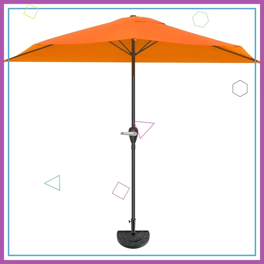 مظلة فناء مدمجة بنصف دائري بطول 9 أقدام مع كرنك سهل - مظلة ظل خارجية للشرفة والشرفة وسطح الطين