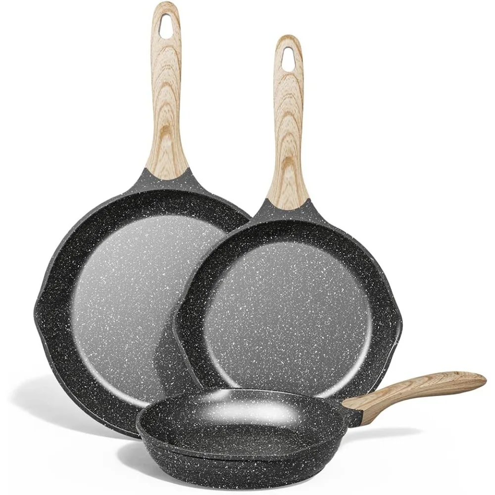 

Nonstick Frying Pans Set, Nonstick Omelette Skillet Set 3 Pcs, 8" 9.5" 11"