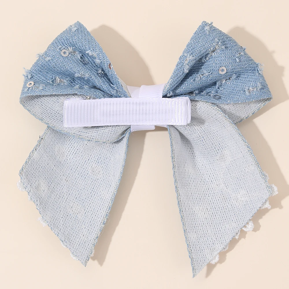 2 шт., нежные винтажные джинсовые заколки для волос с бантом, кружевные заколки с цветочными пайетками, модные аксессуары для волос для девочек, вечерние повседневные головные уборы