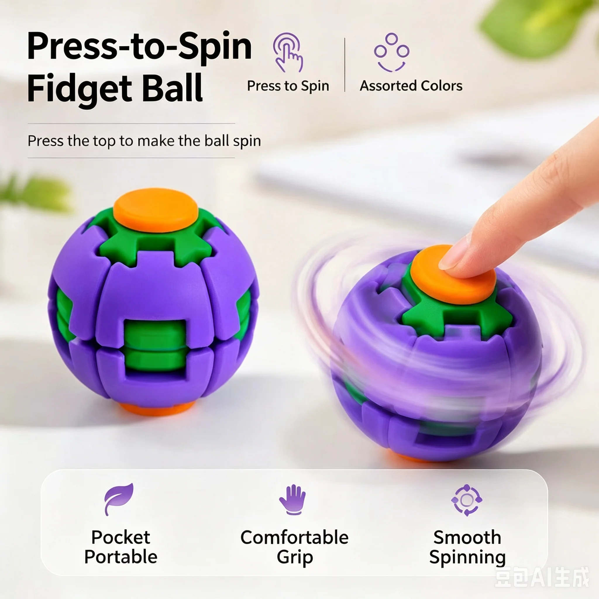 Stress Reducing Ball Fingertip Button Gear Ball Toy Multi-color Vortex 3D Pressing Rotating Fingertip Toy Gift