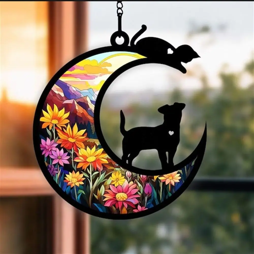 Ghirlande di porte per gatti a forma di luna che appendono gatti ghirlanda ornamento di Halloween decorazioni per la casa regali