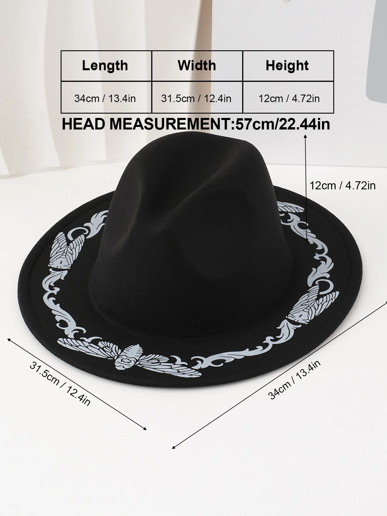 Gothic Insect Wing Witch Hat Women Black Wide Brim Fedora Hat Dark Fantasy Alternative Fashion Halloween Party Cosplay Costume
