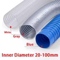 Transparent PVC Tube for Dust Suction, Vacuum Fume Exhaust Hose, Blue and Gray Air Tube Inside Diameter 25-100mm *1000mm,1 Meter