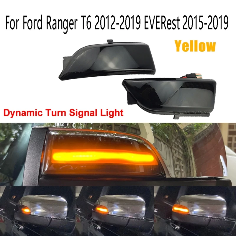 

Для Ford Ranger T6 2012-2019 Everest 2015-2019, динамический прокрутка светодиодный сигнал поворота, светильник последовательный индикатор зеркала заднего вида