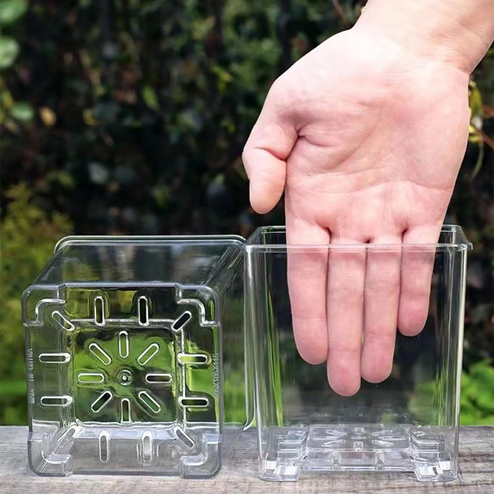 

Clear Nursery Pots with Tray Thickened Clear Acrylic Planter Pots with Saucers for Indoor Plants Herbs Flowers