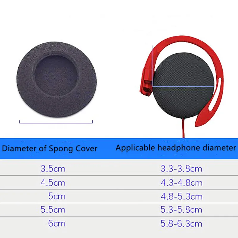 10 Pieces Foam Ear Pads, Headphone Replacement Sponge Covers Ear Cushions Headset Earmuffs Eartips 18mm 35mm 45mm 50mm 60mm 70mm