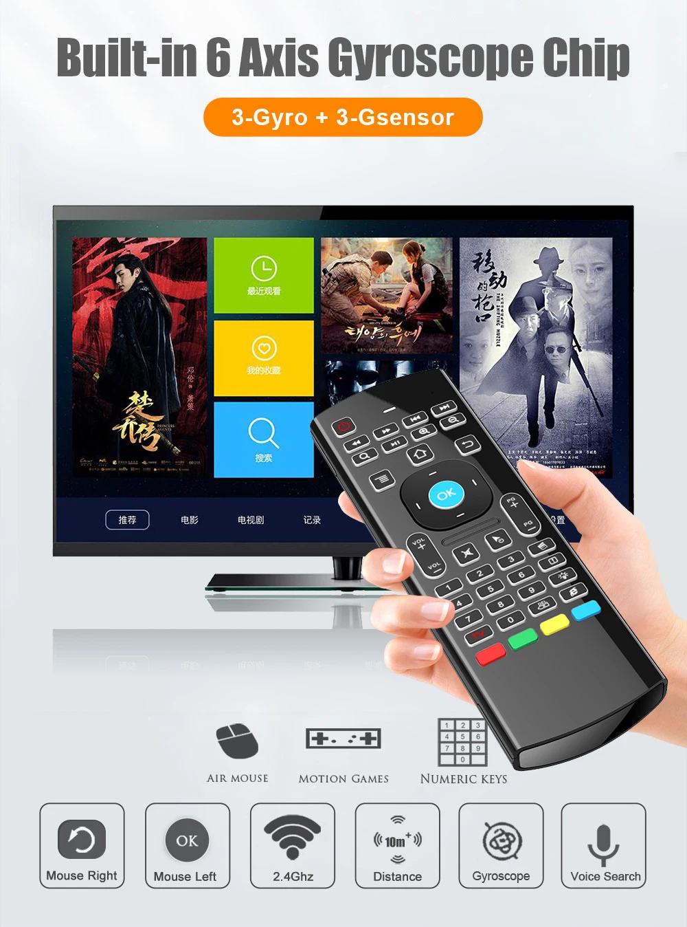 MX3 2.4GHz Air Mouse Wireless Mini Keyboard Backlit Remote Control With Multimedia Keys For Android TV Box Smart TV PC Windows