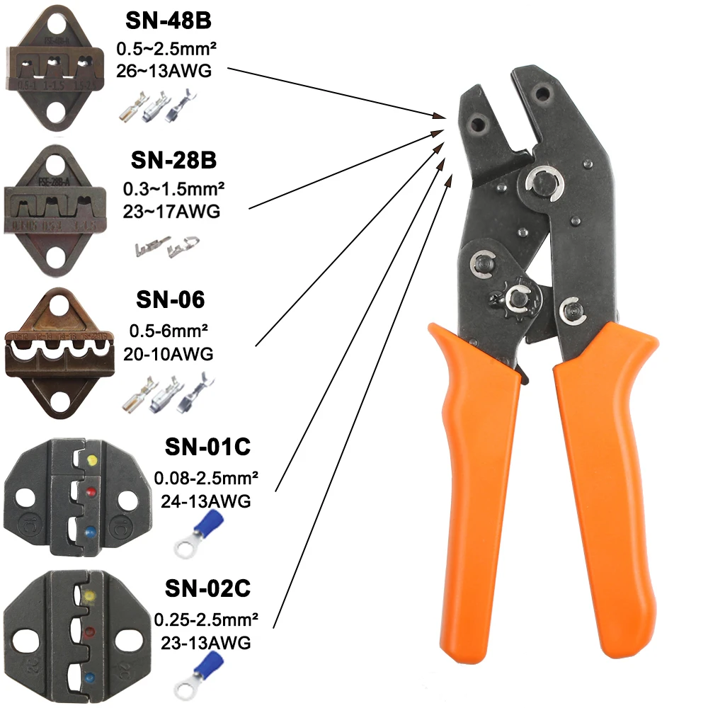 crimping pliers jaw (jaw width 6mm/pliers 190mm) for TAB 2.8 4.8 6.3/C3 XH2.54 3.96 2510 plug spring SN-48B SN-28B SN-2