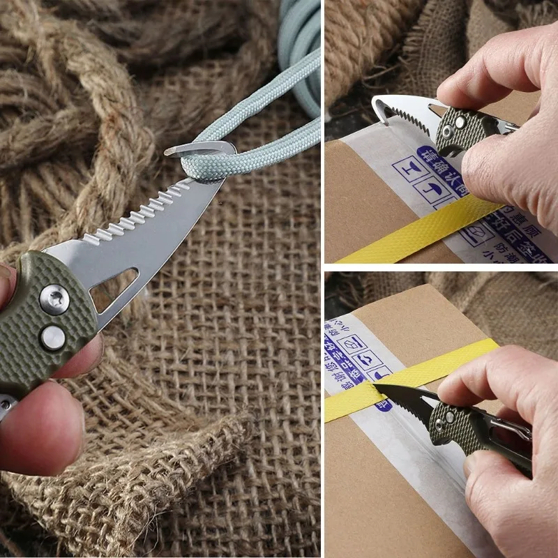 แบบพกพา Express Parcel มีด,พวงกุญแจ,Serrated Hook, Carry-On Unpacking,ฉุกเฉิน Survival เครื่องมือที่เปิดกล่อง