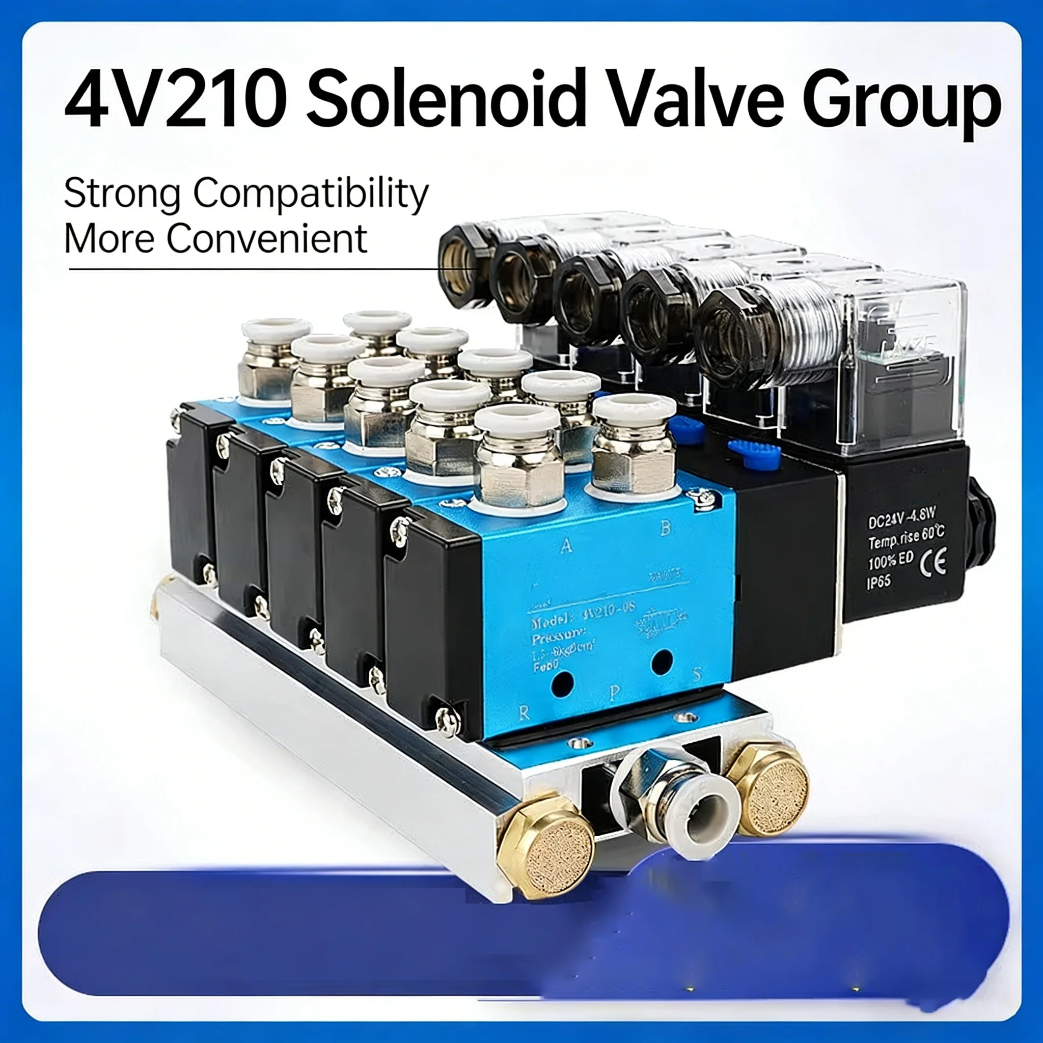 

Группа электромагнитных клапанов 4V210-08, двухпозиционный пятиходовой пневматический реверсивный регулирующий клапан, коллектор 24В, основание 220В