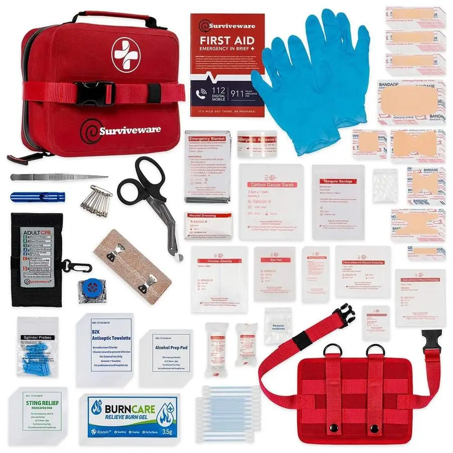 Kit di pronto soccorso di sopravvivenza premium impermeabile Preparazione alle emergenze di sopravvivenza per attrezzatura da campeggio da viaggio, kit di sopravvivenza e emergenza all'aperto