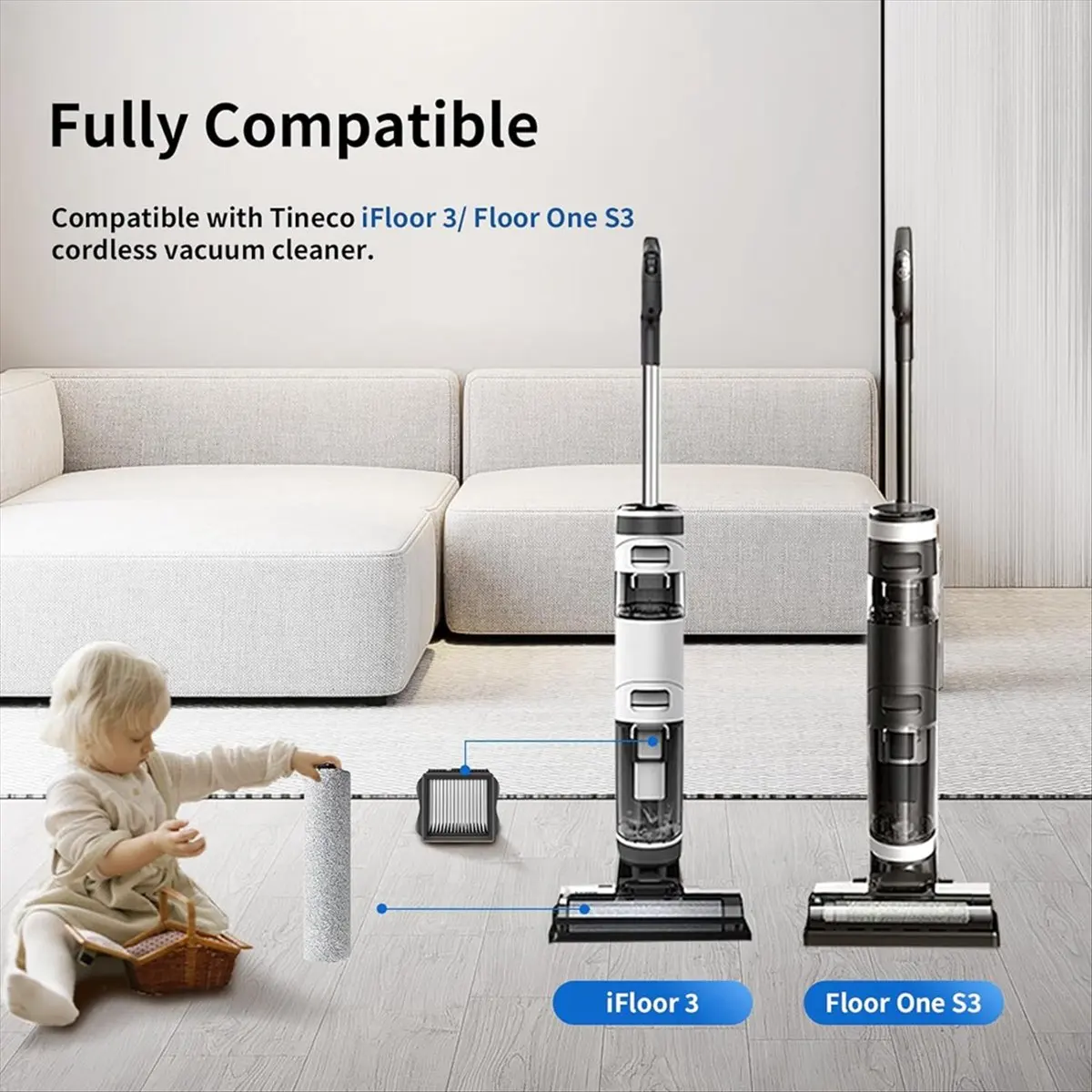 

Сменные роликовые щетки и фильтры EAS для беспроводных пылесосов Tineco IFloor 3/Floor One S3