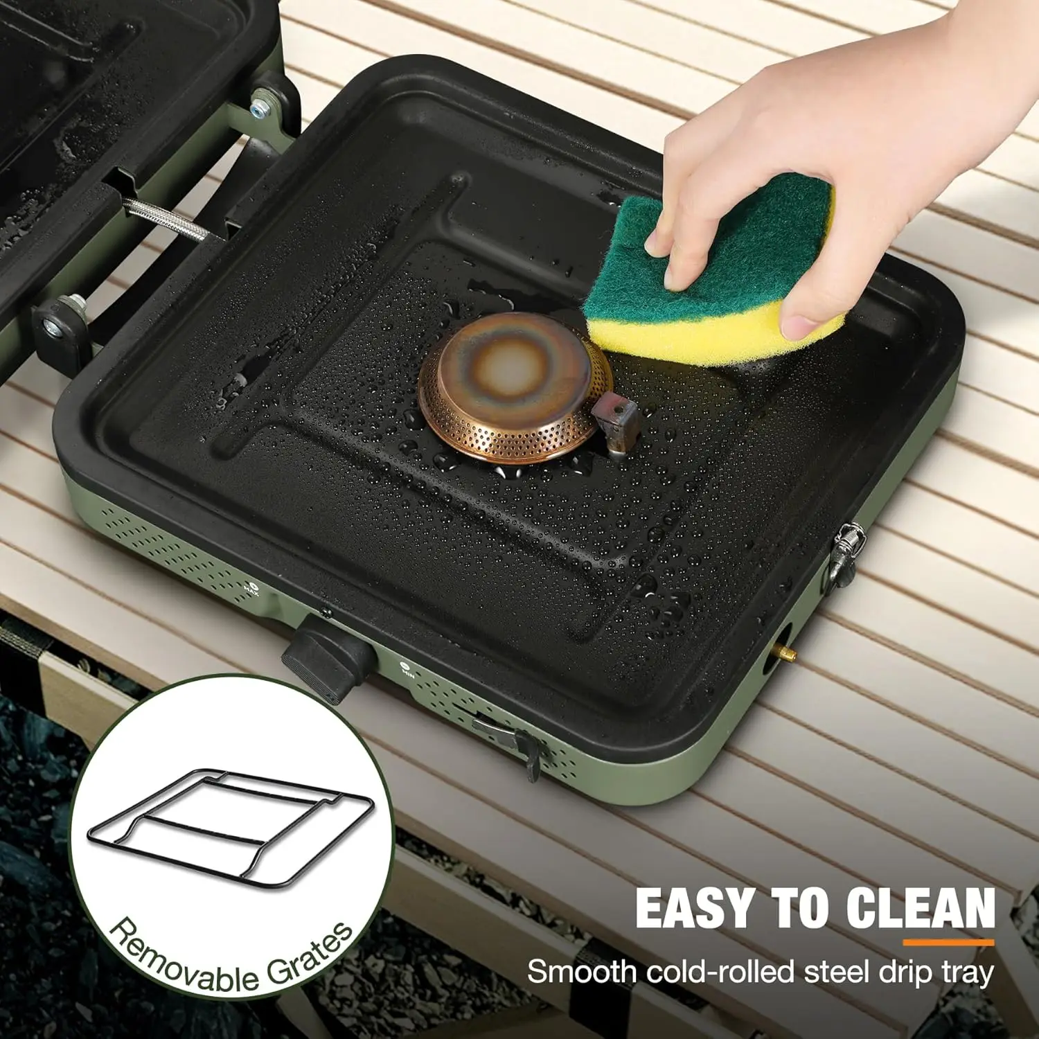 2 Burner Propane Camping Stove,Portable Folding Gas Stove for Camping with 17200 BTU,Two Adjustable Burners