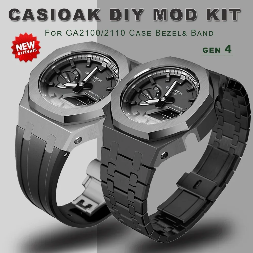 Gen4 Metal Case Bezel Frame GA2100 GAB2100 Casioak Mod Kit Modification FrameFor Ga2110 Metal Rubber Strap Accessory Wholesale