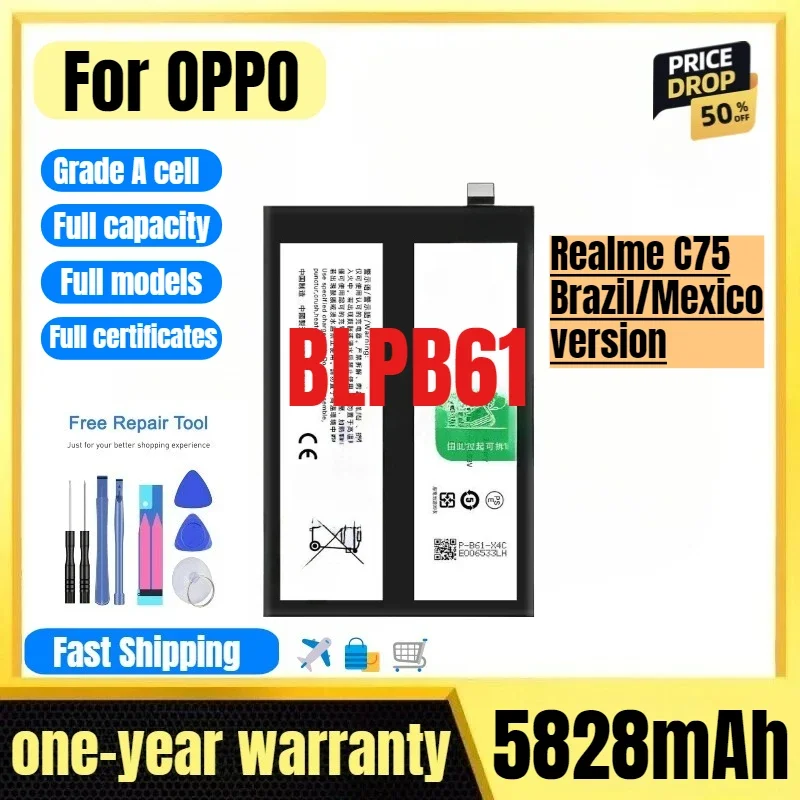 BLPB61 for OPPO Realme C75 Brazil/Mexico version phone battery high quality high capacity replacement Bateria Grade A cell tools