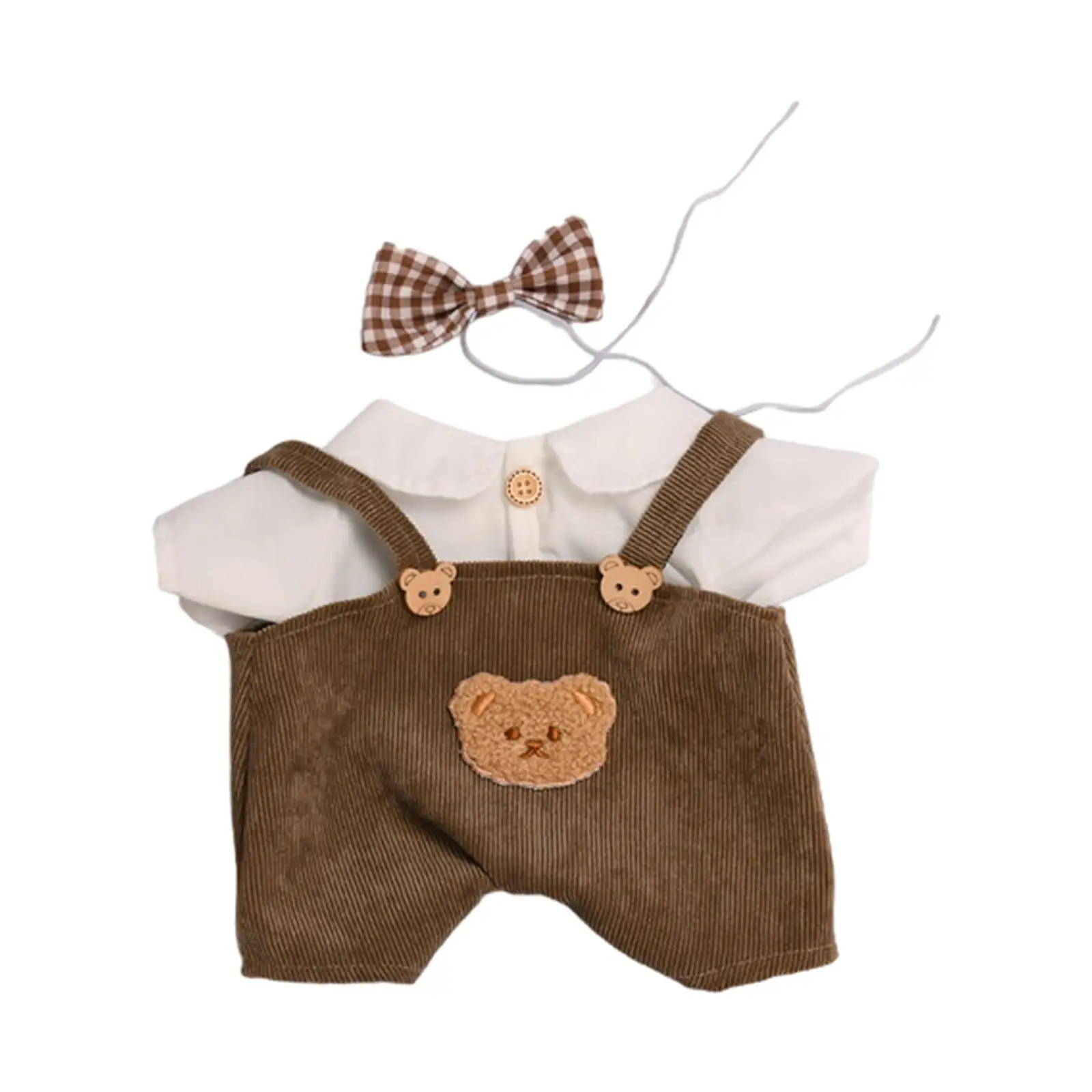 3 Pieces Doll Clothes Casual Outfits, Fashion Suspender Pants T Shirt Bow Tie for 38cm Dolls Dress up Children's Gifts