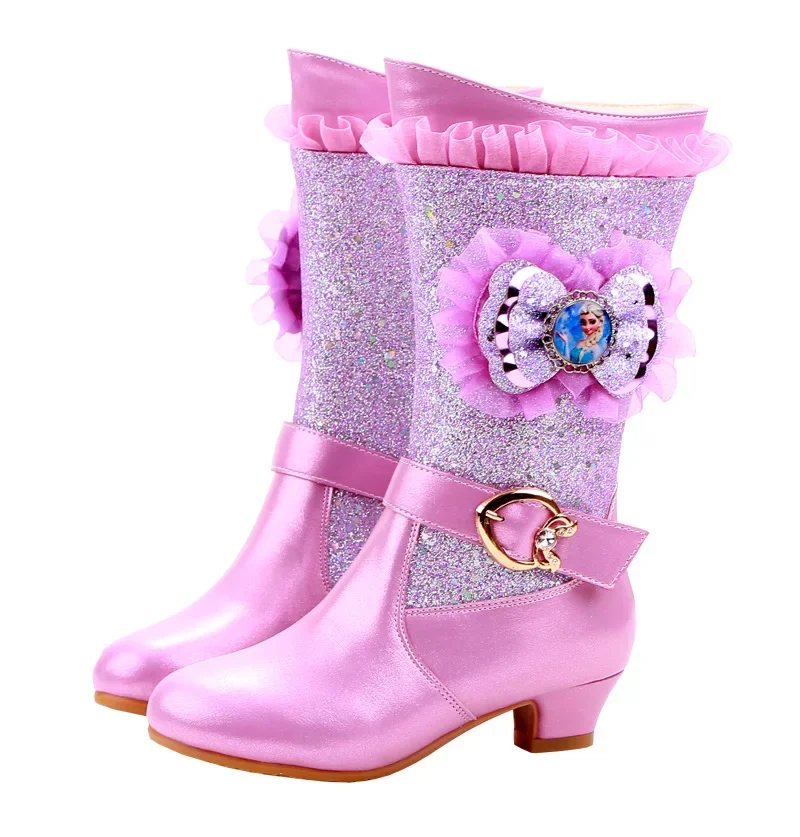 Disney meninas dos desenhos animados bota congelada elsa princesa moda botas sapatos infantis