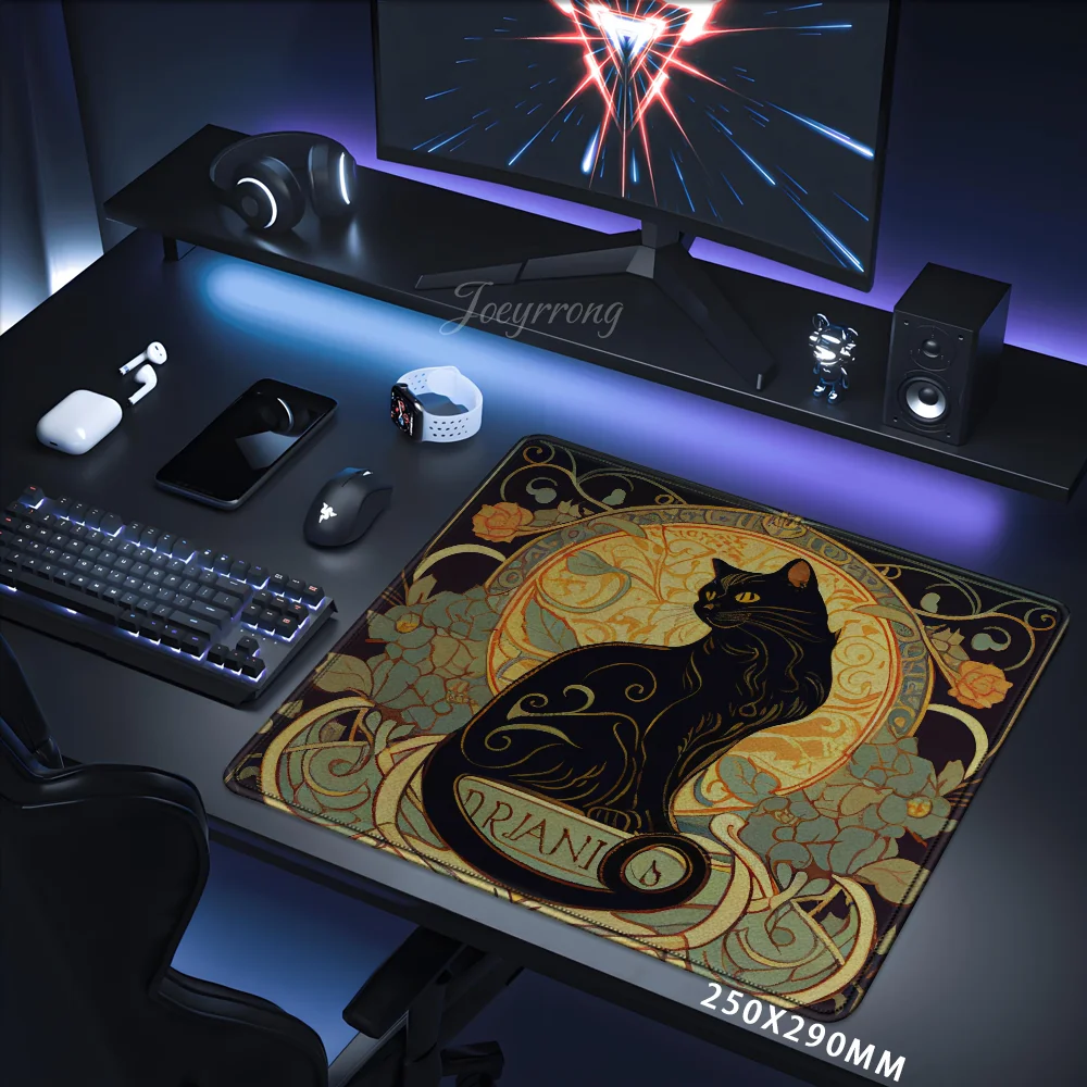 

Black cat and white cat Mousepad Small Mouse Pad Desk Pad Desktop Computer Keyboard Wireless Mouse Boy Girl Gift for Play games