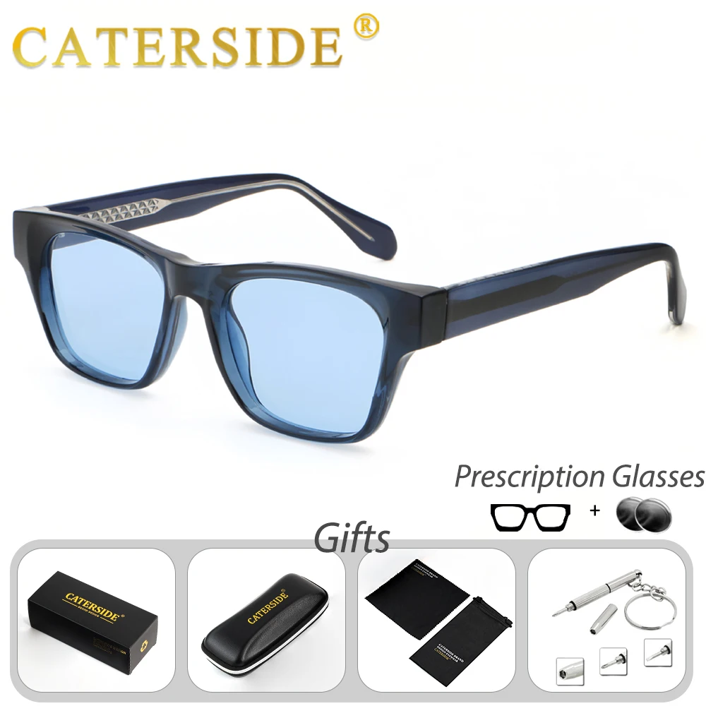 CATERSIDE Herren-Sonnenbrille mit Sehstärke, maßgeschneiderte optische Sonnenbrille mit quadratischen Gläsern für Damen, Myopie-Brille für das Fahren im Freien – Detail 5