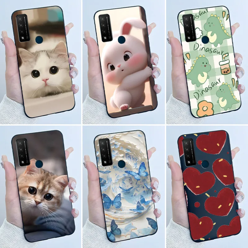 Funda bonita para TCL 20R 5G, Funda para TCL 20AX 5G, carcasa con estampado, funda protectora TCL Bremen 5G, carcasa negra de silicona suave con dibujos animados