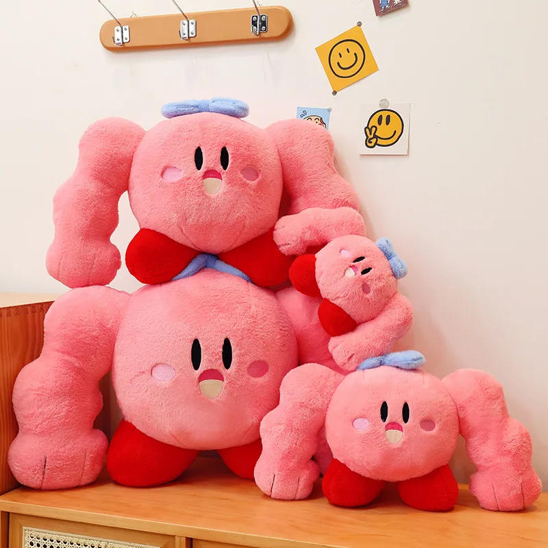 Cartoon Anime Star Muscle Kirbyed Plush Toys Soft Stuffed Animal Doll Fluffy Pink Plush Pillow Room Decoration Children's Gift