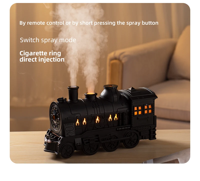 USB Train Shape Aroma Diffuser, 2 Mist Modes, 2 Timers, Night Light, 300ml, Fine Mist, Quiet Air Humidifier for Home Office
